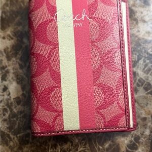 Vintage Coach Signature Pink and Cream Passport Holder